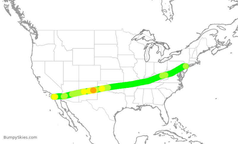 Turbulence forecast map for ASA578, EWR to SAN