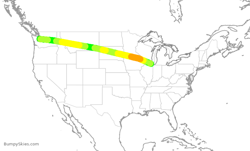 Turbulence forecast map for ASA578, SEA to ORD