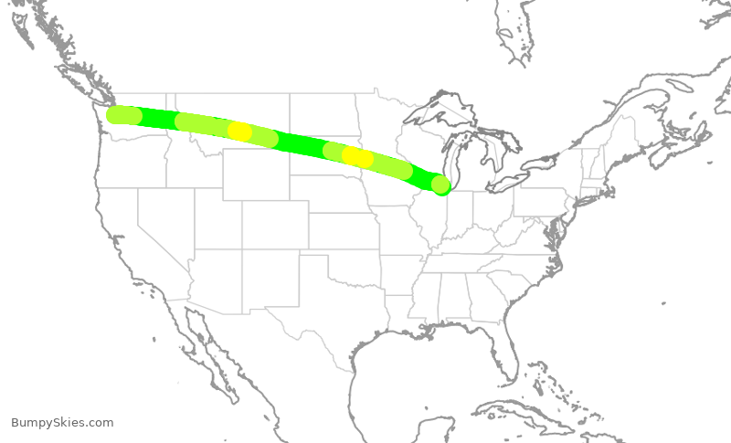 Turbulence forecast map for ASA579, SEA to ORD