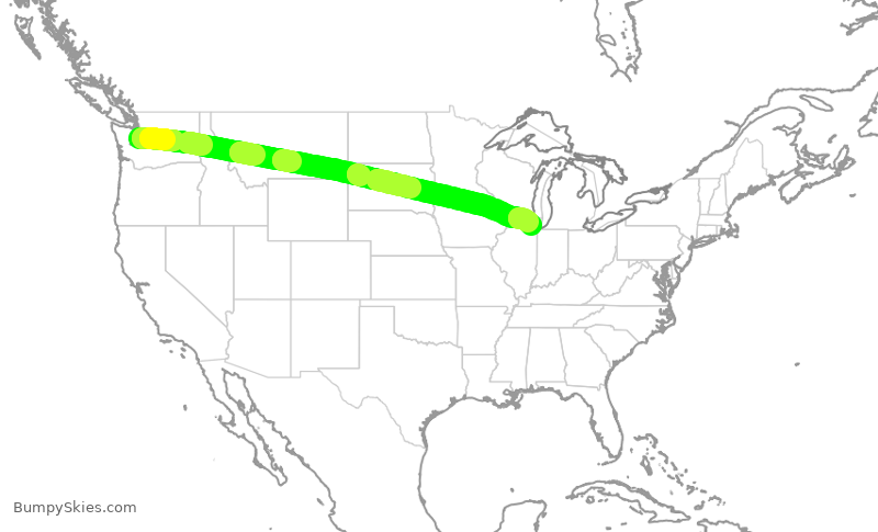 Turbulence forecast map for ASA584, SEA to ORD