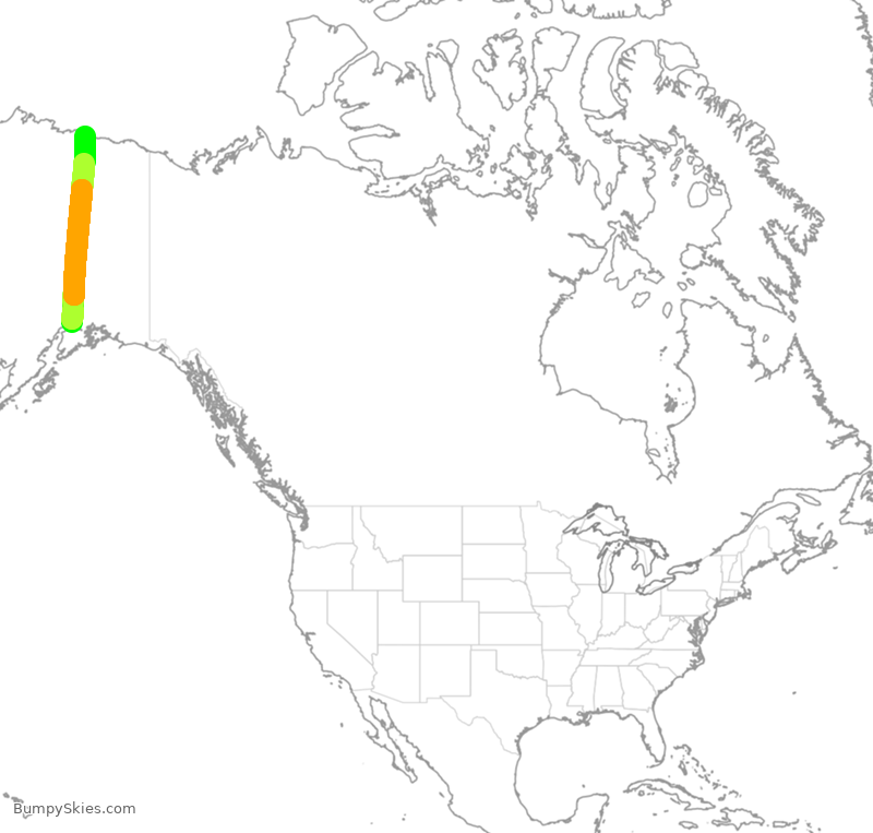 Turbulence forecast map for ASA58, ANC to SCC