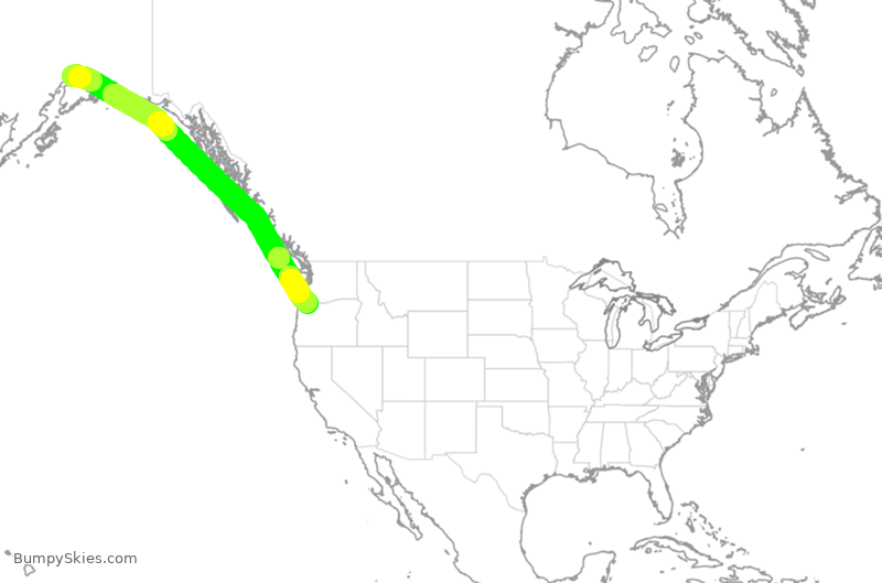 Turbulence forecast map for ASA593, ANC to PDX