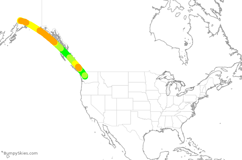 Turbulence forecast map for ASA594, ANC to SEA