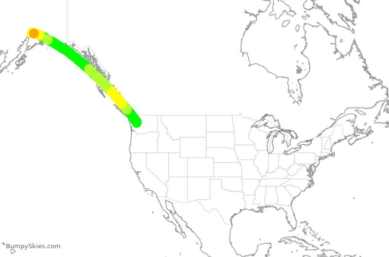 Turbulence forecast map for ASA595, ANC to SEA