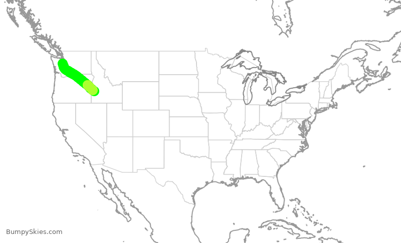 Turbulence forecast map for ASA597, SEA to BOI