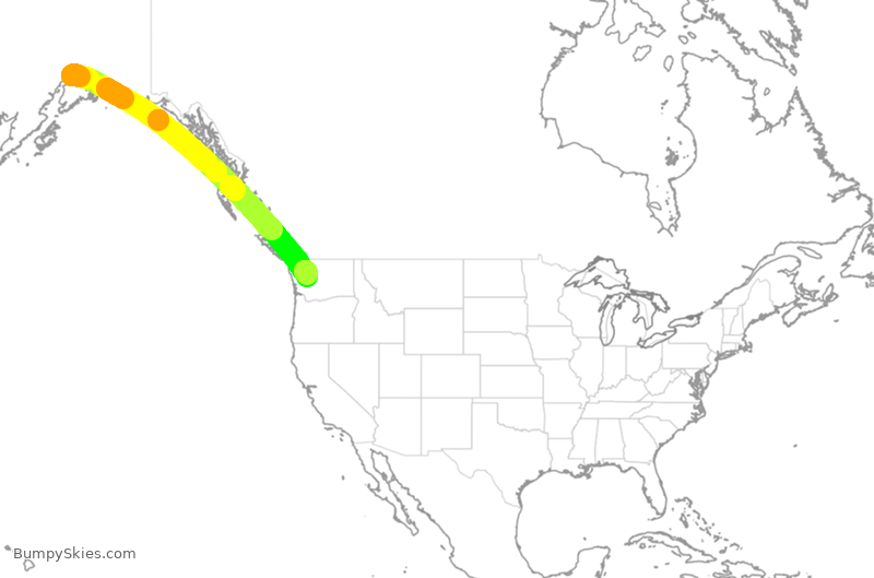 Turbulence forecast map for ASA597, ANC to SEA