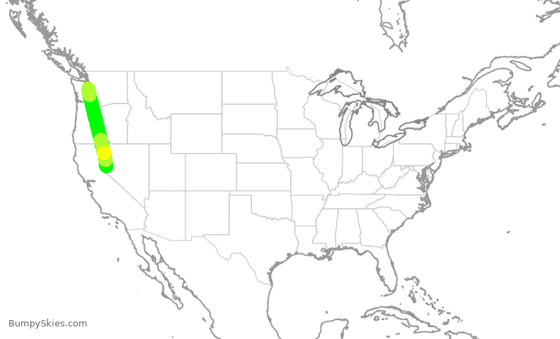 Turbulence forecast map for ASA598, SEA to RNO
