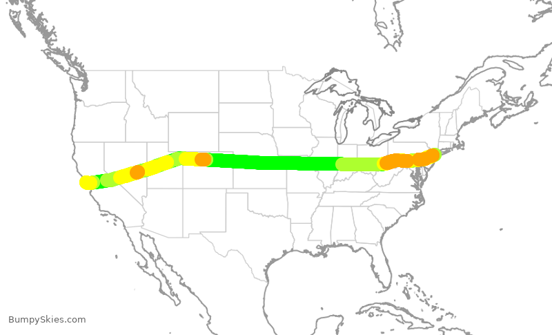 Turbulence forecast map for ASA59, JFK to SFO