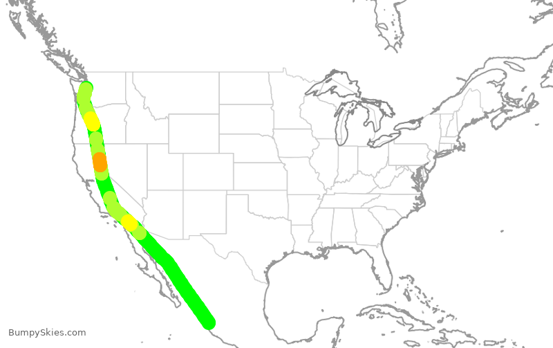 Turbulence forecast map for ASA600, PVR to SEA