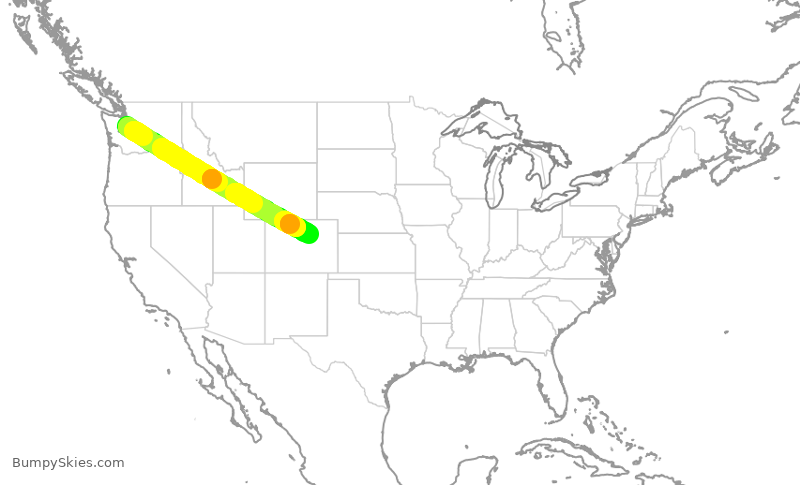 Turbulence forecast map for ASA602, SEA to DEN