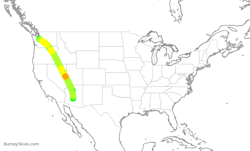 Turbulence forecast map for ASA603, PHX to SEA