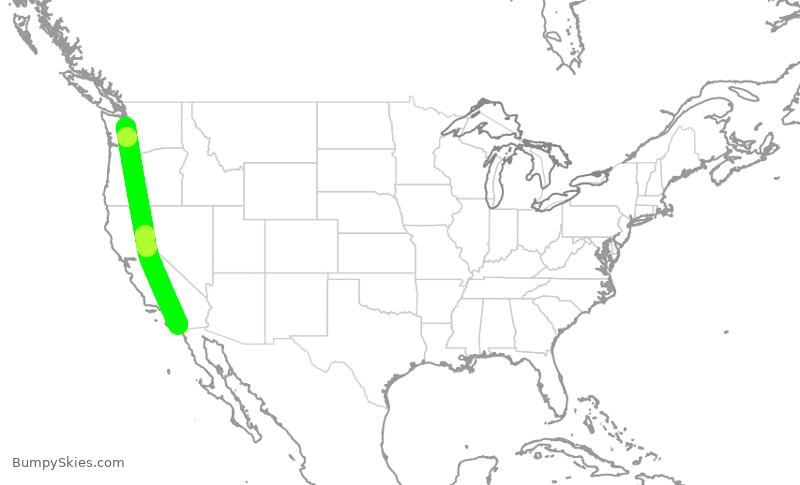 Turbulence forecast map for ASA608, SAN to SEA
