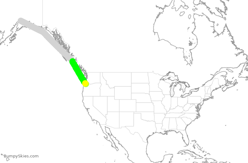 Turbulence forecast map for ASA609, ANC to PDX