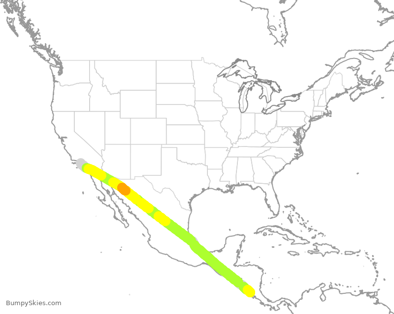 Turbulence forecast map for ASA616, LAX to RLB