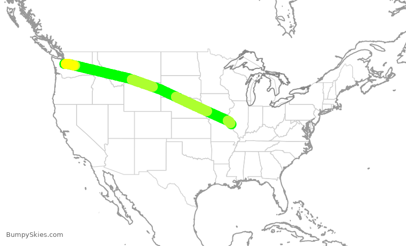 Turbulence forecast map for ASA618, SEA to STL
