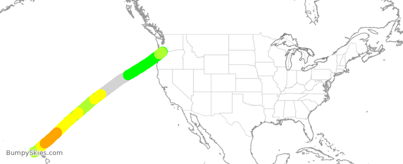 Turbulence forecast map for ASA618, HLI to PDX