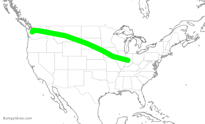 Turbulence forecast map for ASA625, IND to SEA