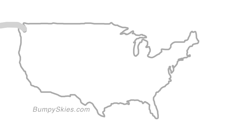 Map of continental US with illustrated flight path and turbulence forecast (described in text below)