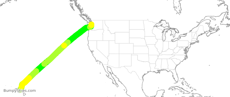 Turbulence forecast map for ASA627, HNL to SEA
