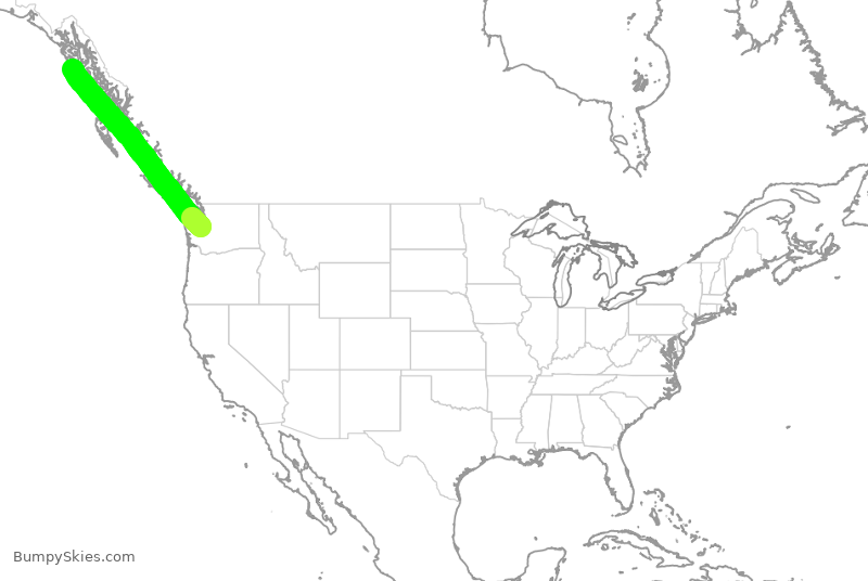 Turbulence forecast map for ASA633, SEA to SIT