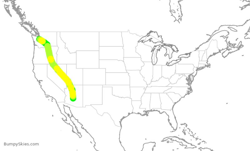 Turbulence forecast map for ASA637, PHX to SEA