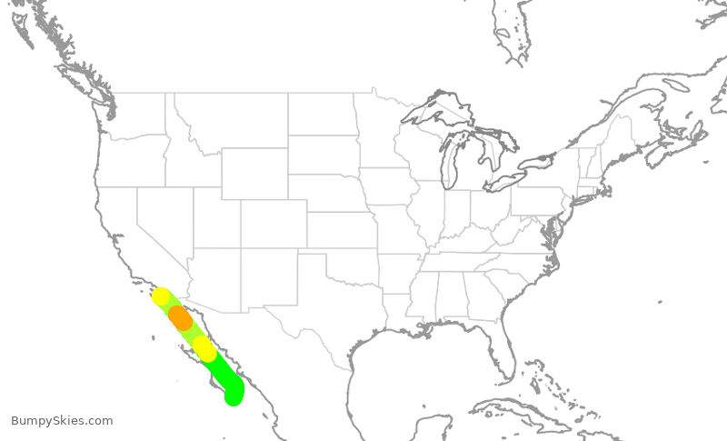 Turbulence forecast map for ASA642, SAN to SJD
