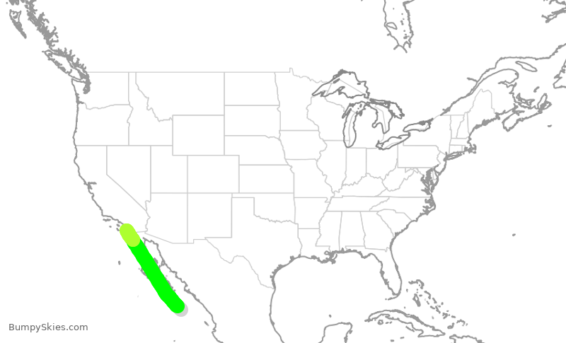 Turbulence forecast map for ASA643, SJD to SAN