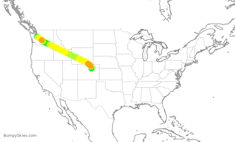 Turbulence forecast map for ASA647, DEN to SEA