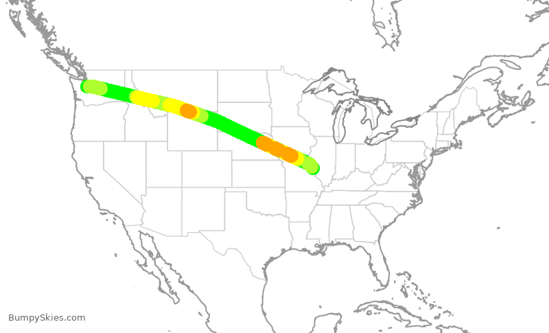 Turbulence forecast map for ASA647, SEA to STL