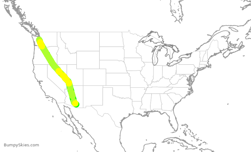 Turbulence forecast map for ASA648, SEA to TUS