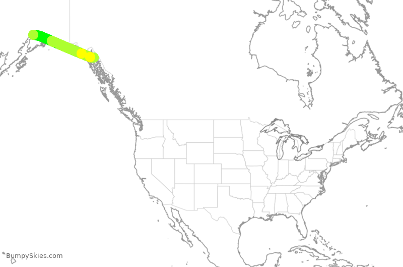 Turbulence forecast map for ASA64, ANC to JNU