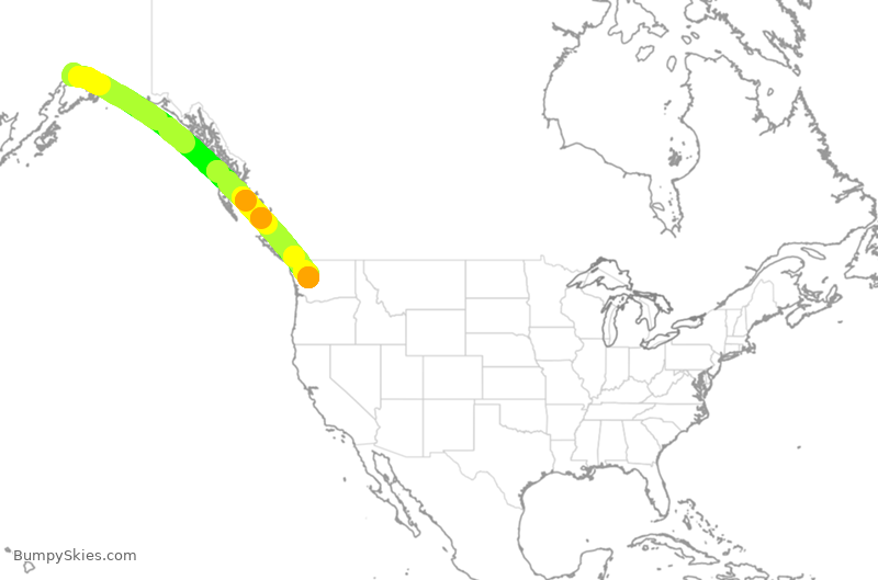 Turbulence forecast map for ASA651, ANC to SEA