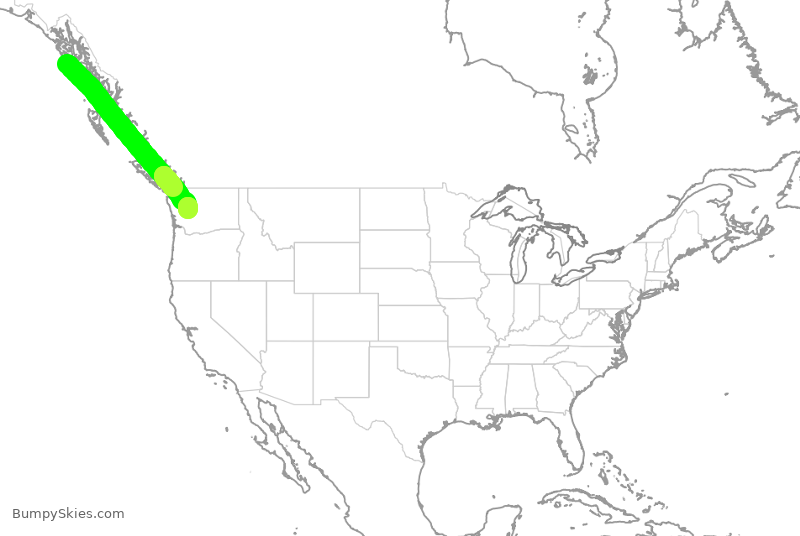 Turbulence forecast map for ASA651, SIT to SEA