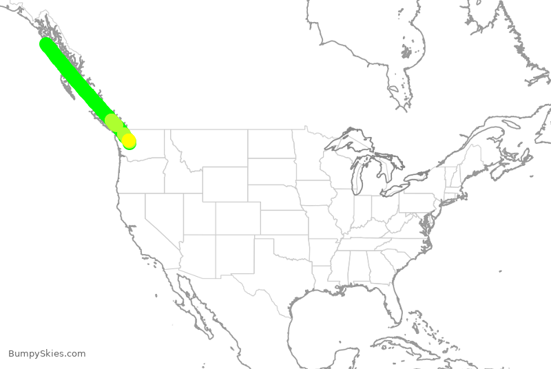 Turbulence forecast map for ASA652, SIT to SEA