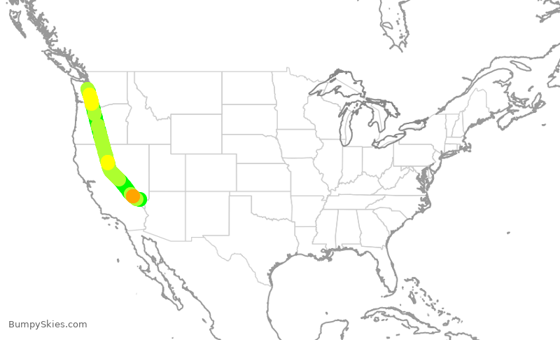 Turbulence forecast map for ASA658, SEA to LAS