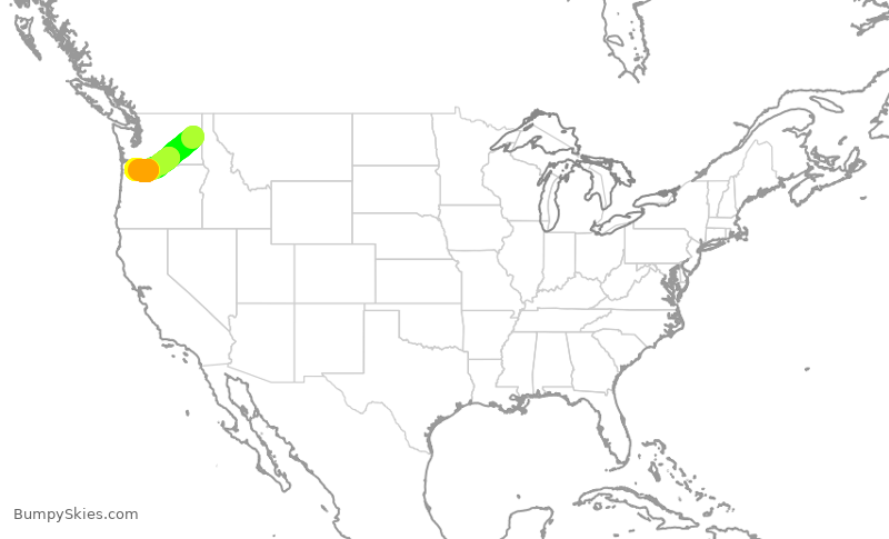 Turbulence forecast map for ASA661, GEG to PDX