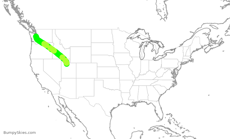Turbulence forecast map for ASA661, SEA to SLC