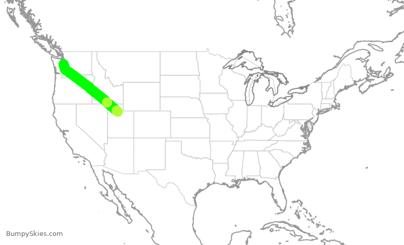 Turbulence forecast map for ASA663, SEA to SLC