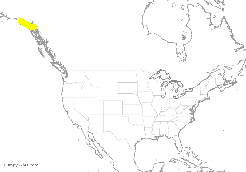 Turbulence forecast map for ASA66, YAK to JNU