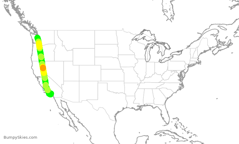 Turbulence forecast map for ASA671, SEA to SNA