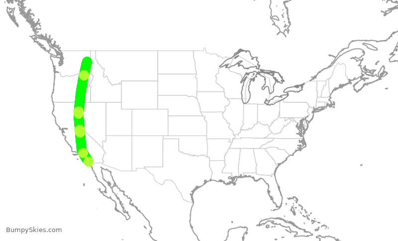 Turbulence forecast map for ASA673, GEG to SAN