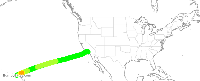 Turbulence forecast map for ASA674, LIH to LAX