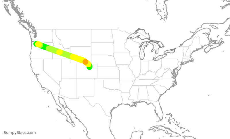 Turbulence forecast map for ASA679, DEN to PDX