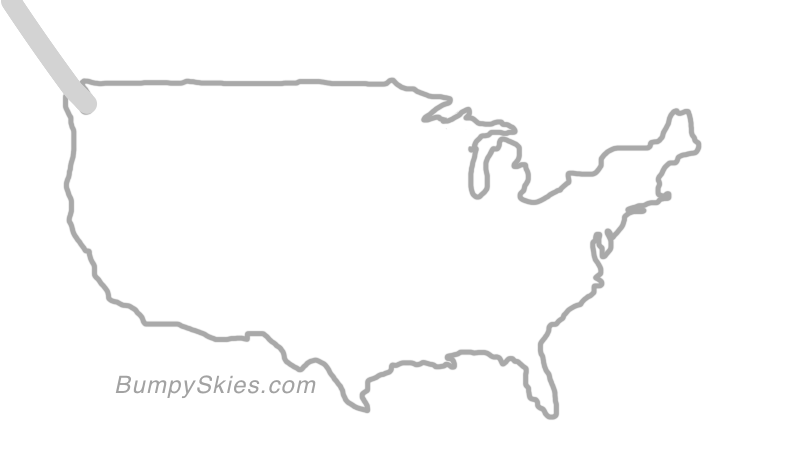 Map of continental US with illustrated flight path and turbulence forecast (described in text below)