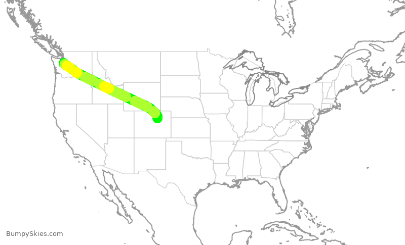 Turbulence forecast map for ASA682, DEN to SEA
