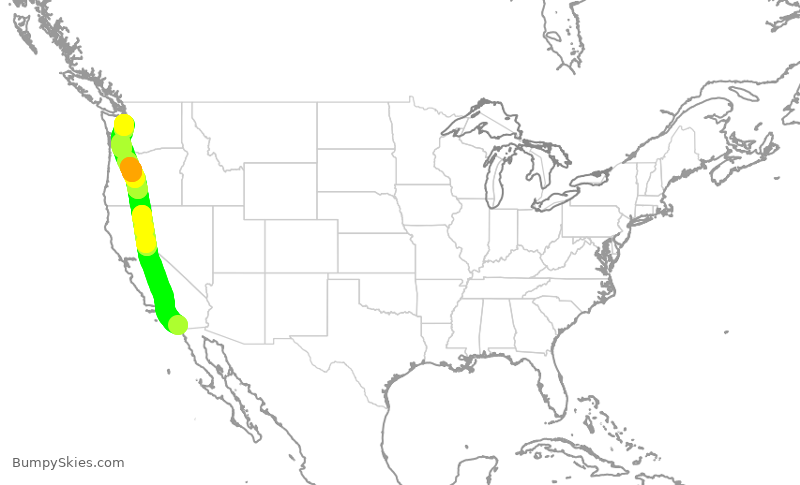 Turbulence forecast map for ASA683, SAN to SEA