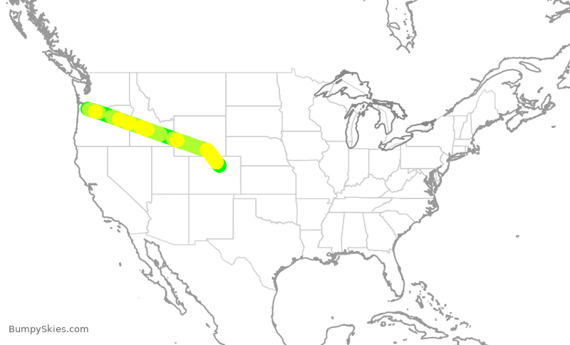 Turbulence forecast map for ASA684, DEN to PDX