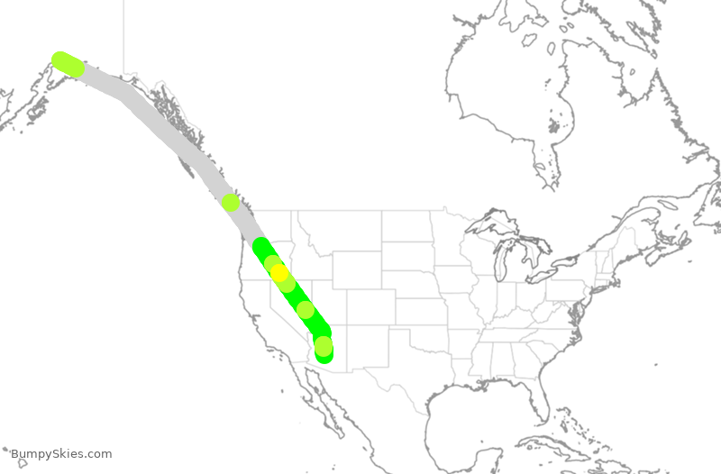Turbulence forecast map for ASA68, ANC to PHX