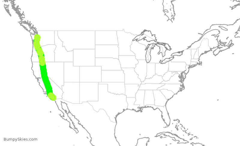 Turbulence forecast map for ASA692, SAN to SEA