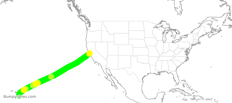 Turbulence forecast map for ASA693, SFO to KOA